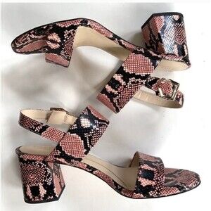 Cole Haan Snake Print Adjustable Heel Sandal Pink/ Black Quiet Luxury Women SZ 8